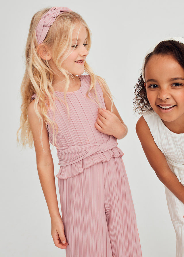 Tuta Lunga Chiffon Plissettat Rosa