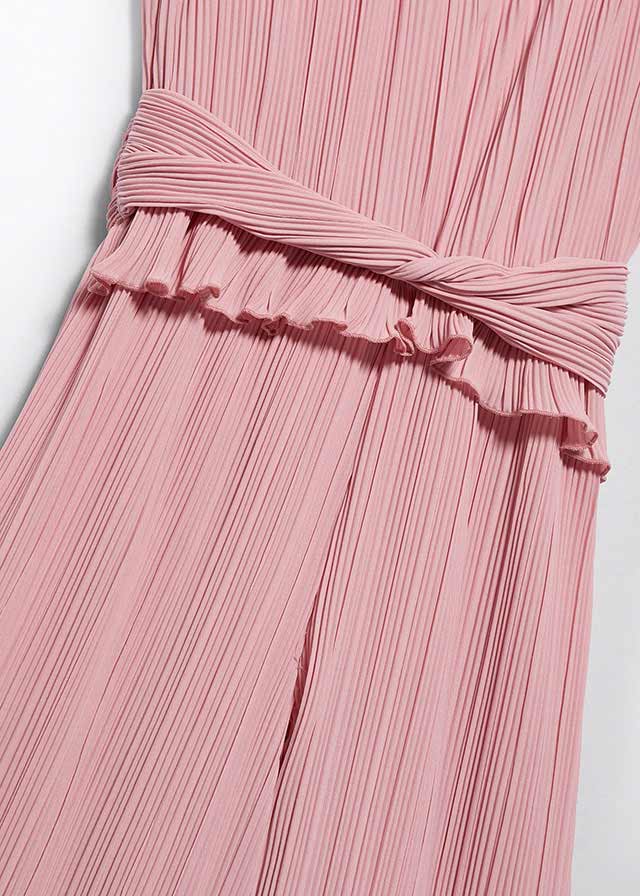 Tuta Lunga Chiffon Plissettat Rosa