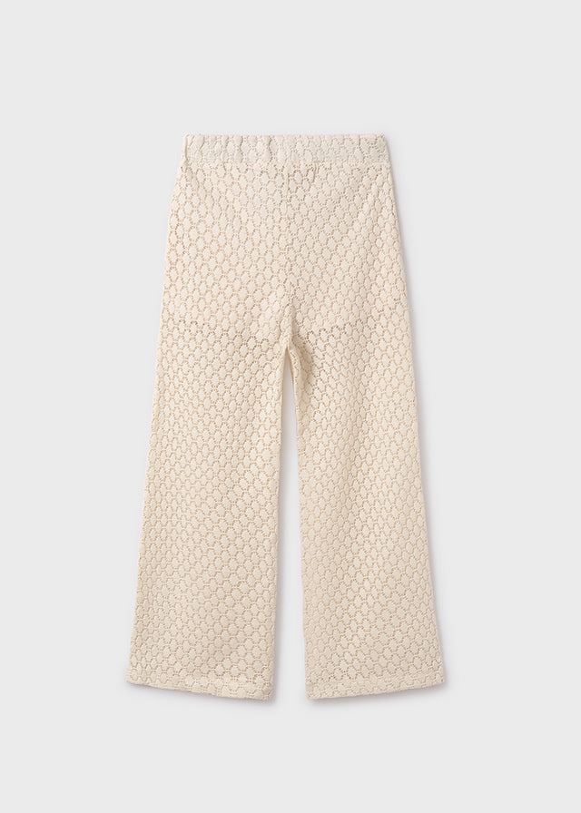 Pantalone Lungo Traforato Bianco