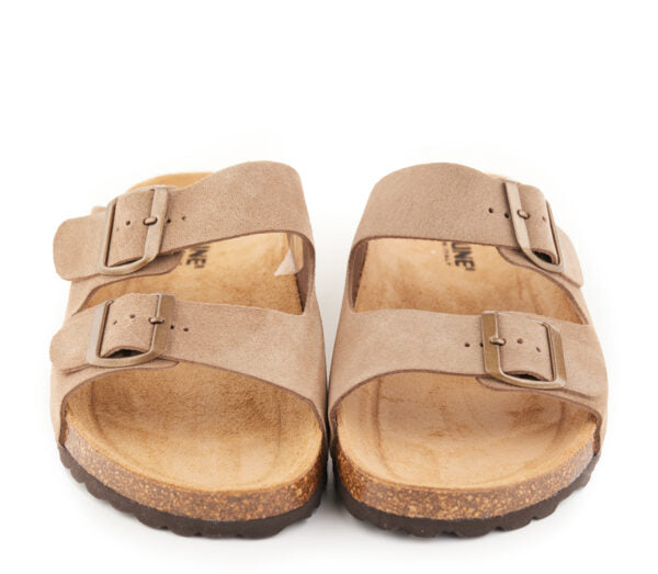 Sandalo Aperto Due Fibbie Beige