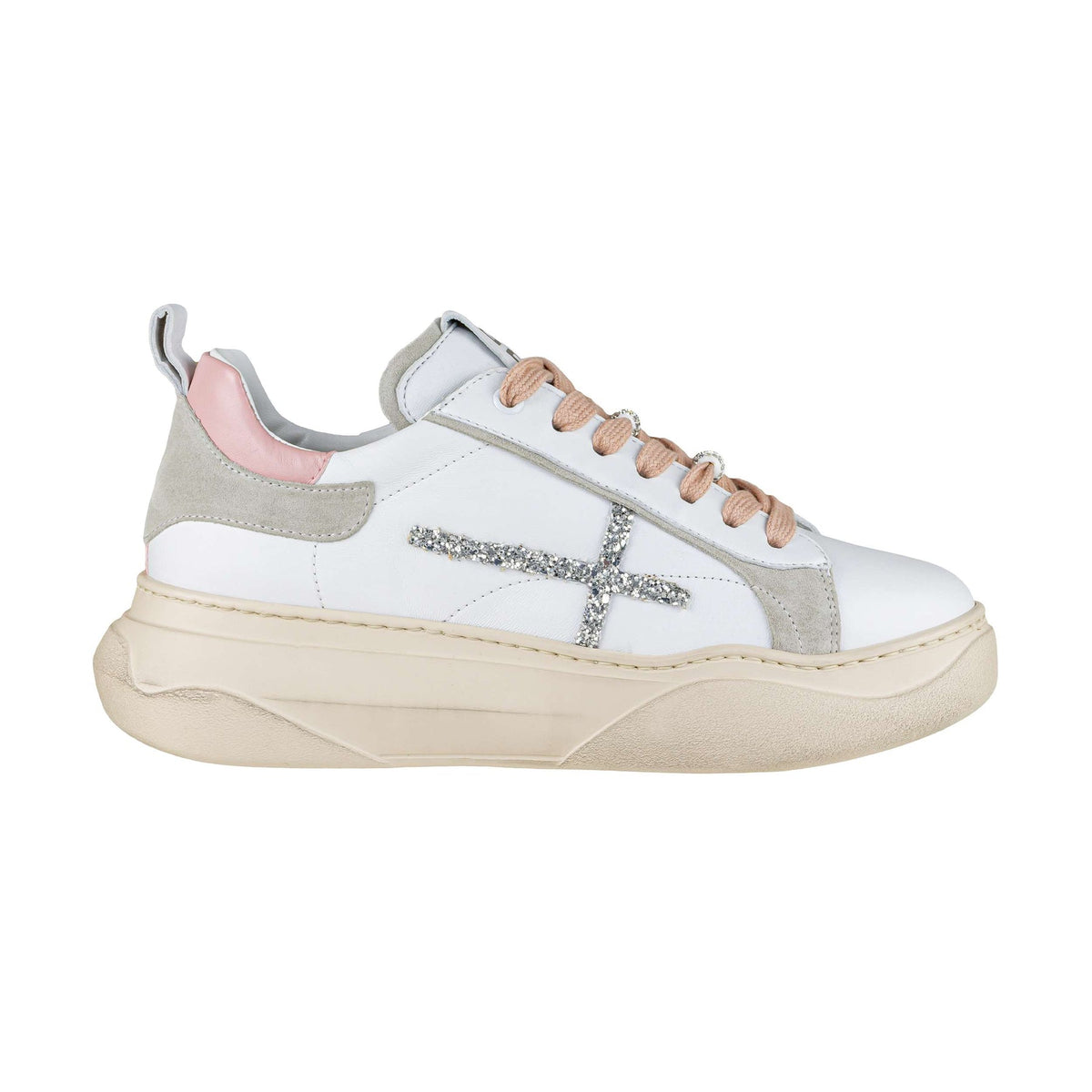 Sneakers In Pelle Giada Bianco Rosa