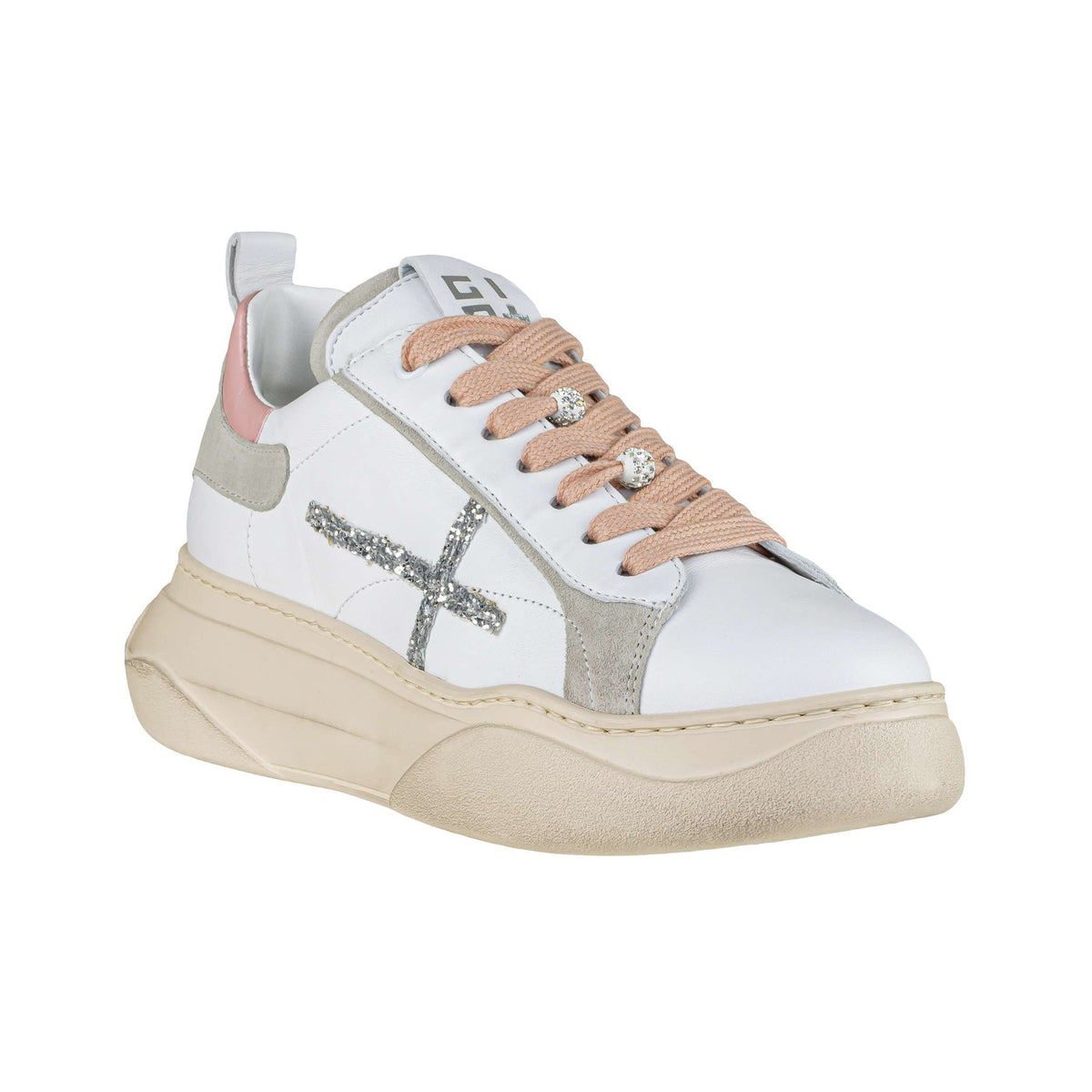 Sneakers In Pelle Giada Bianco Rosa