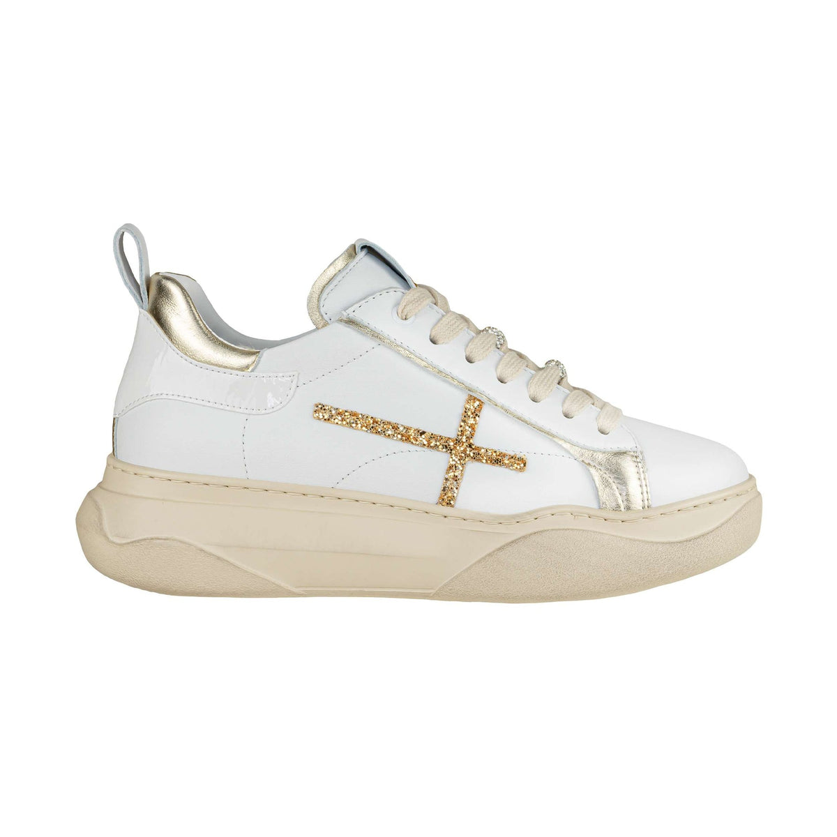 Sneakers in Pelle Giada Bianco Oro