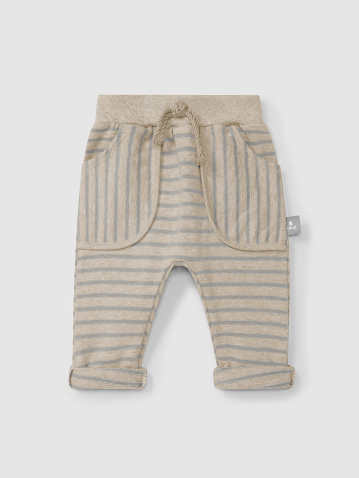 Pantaloni A Righe Beige