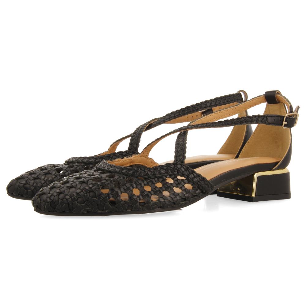Ballerina Aperta Intrecciata Nera