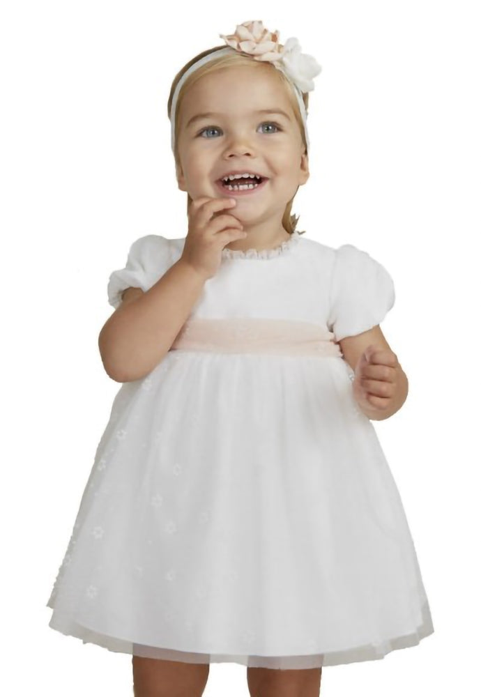 Vestito Fiori con Fascia Rosa