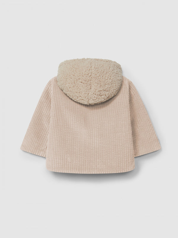 Giacca Velluto Orsetto Con Cappuccio Rosa