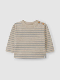 Maglia Manica Lunga A Righe Beige