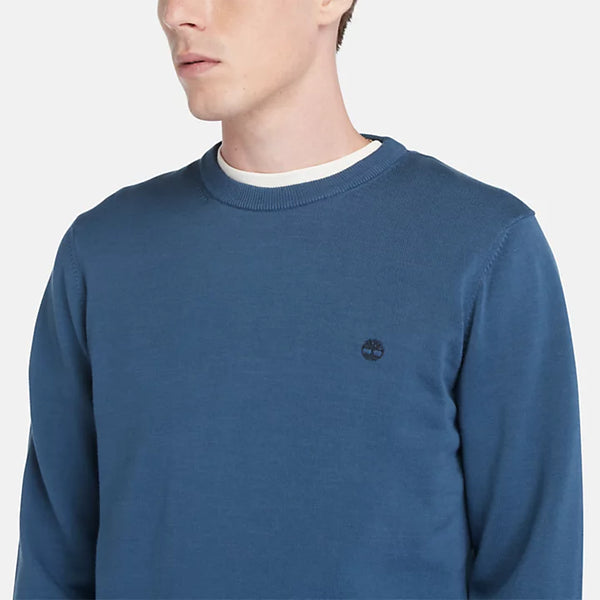 Maglione Girocollo in cotone blu