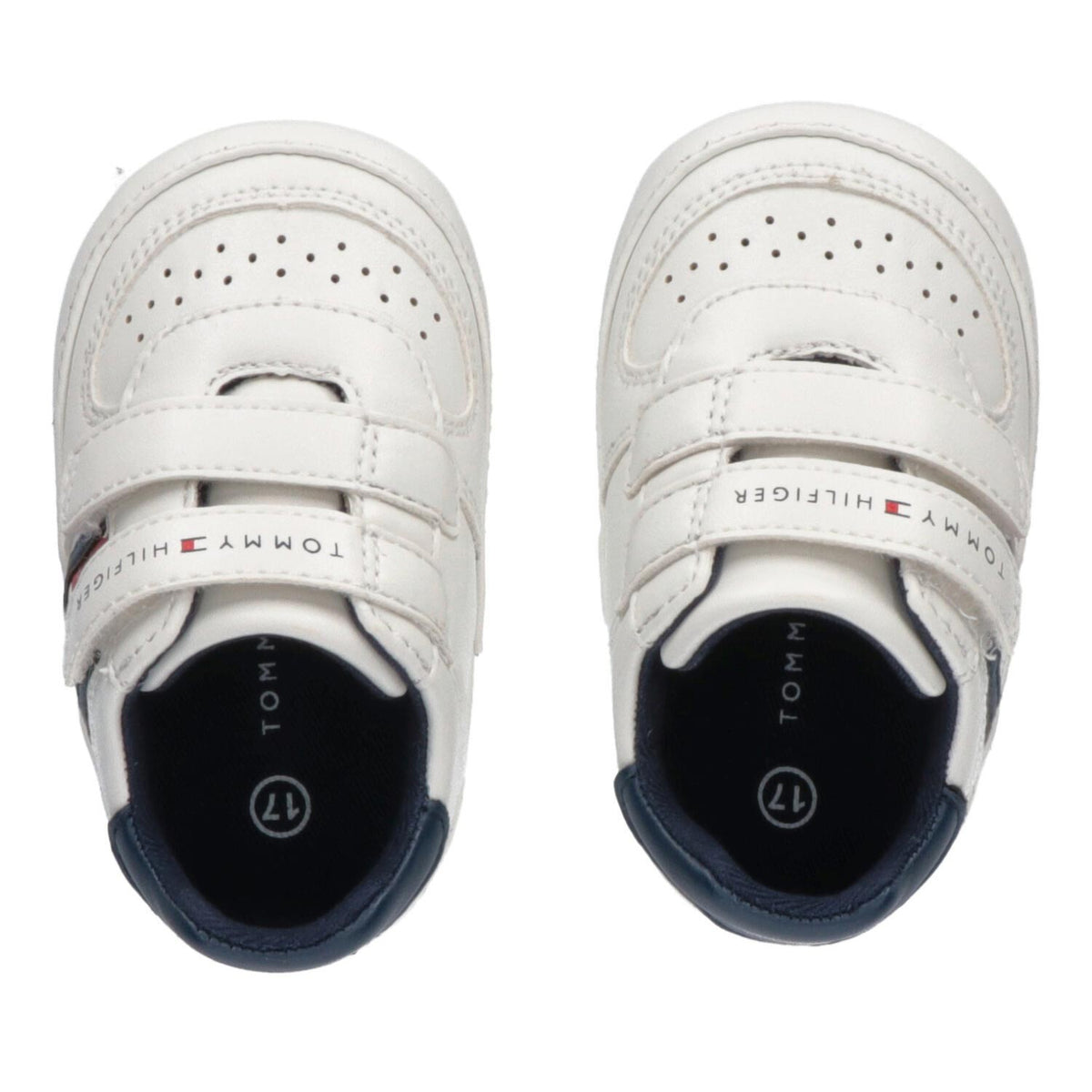 Sneakers Bassa Velcro Con Bandiera Bianco/Blu