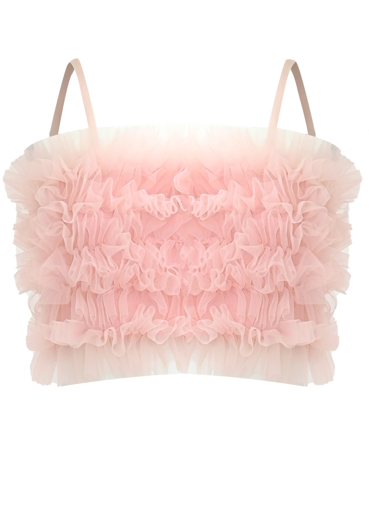 Top Elegante Rosa Corto Con Tulle