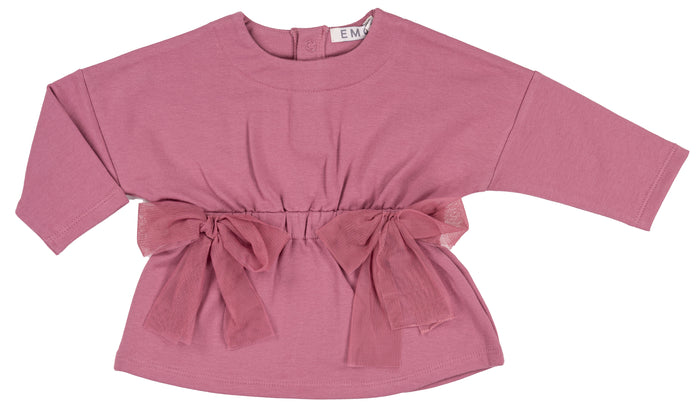 Felpa Girocollo Con Fiocco Rosa