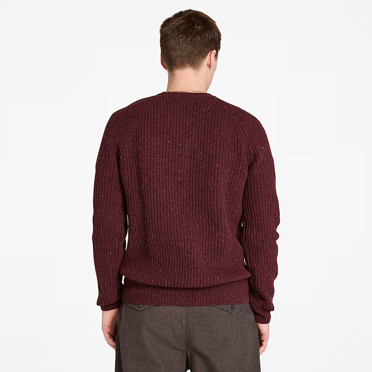 Maglione Girocollo Chunky Da Uomo In Bordeaux