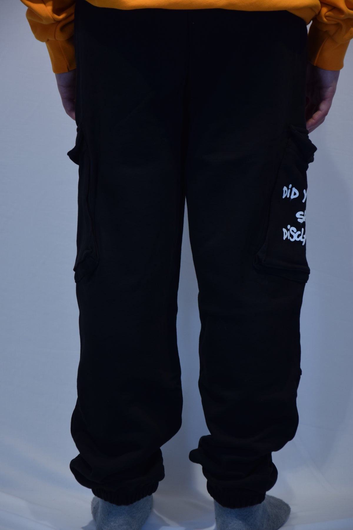 Pantalone Nero Cargo In Felpa