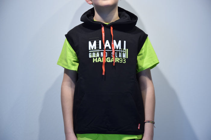 Felpa Smanicata Con Cappuccio Nero