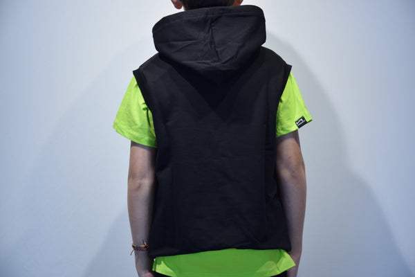 Felpa Smanicata Con Cappuccio Nero