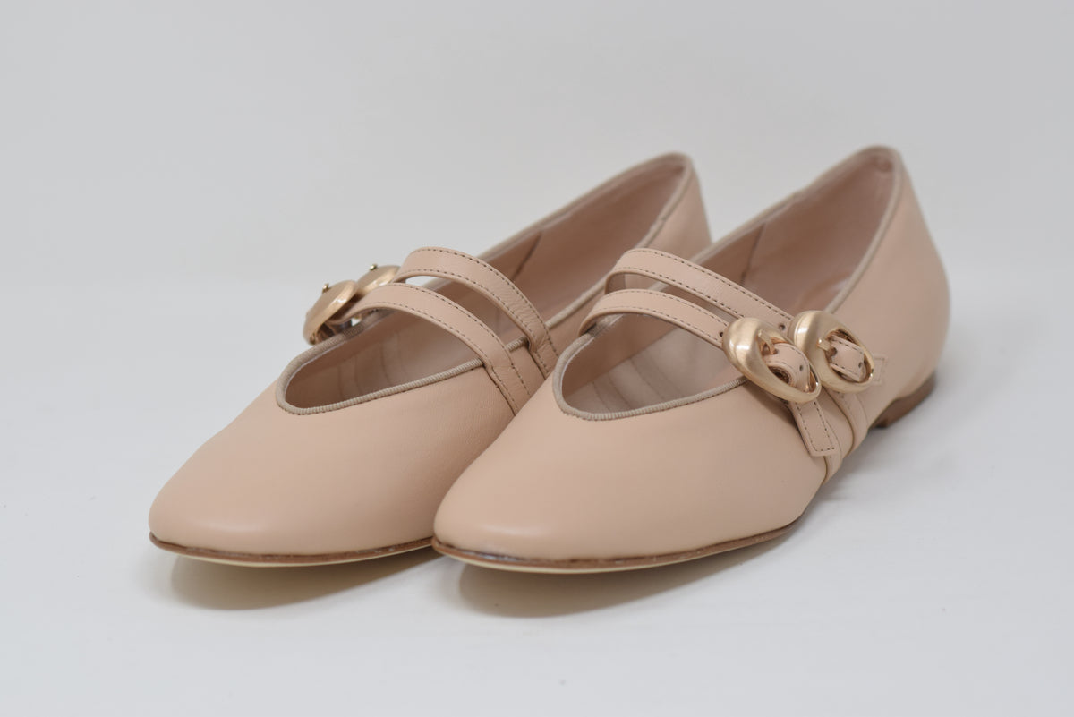 Ballerina Beige Con Doppio Cinturino