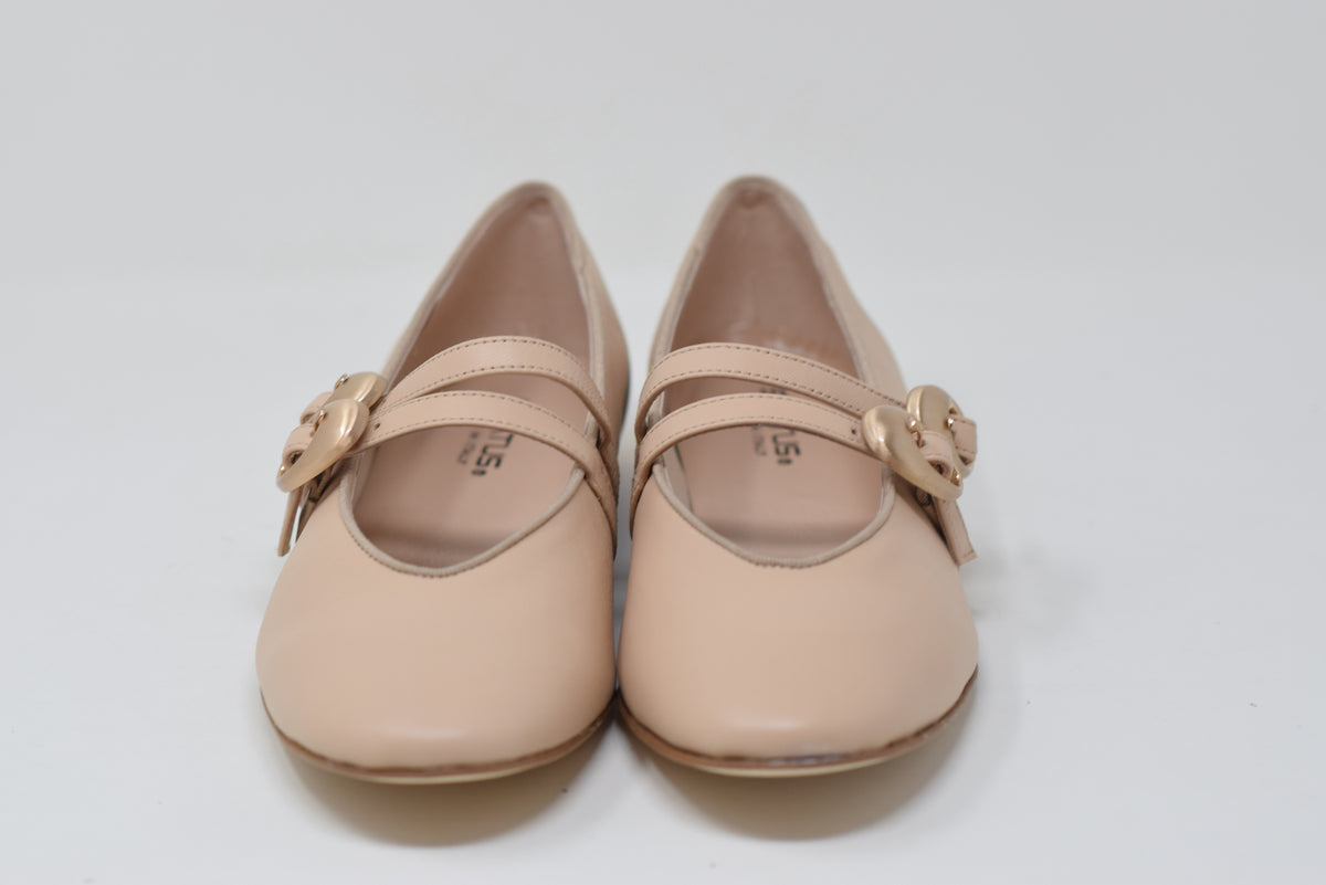 Ballerina Beige Con Doppio Cinturino