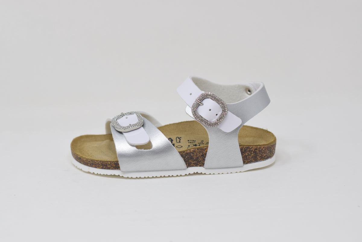 Sandalo Da Bambina Bianco Con Strass