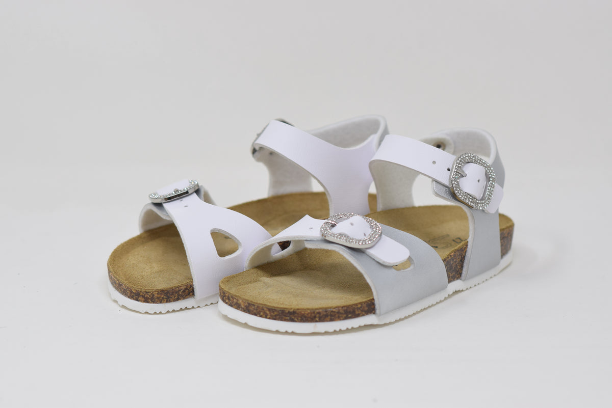 Sandalo Da Bambina Bianco Con Strass