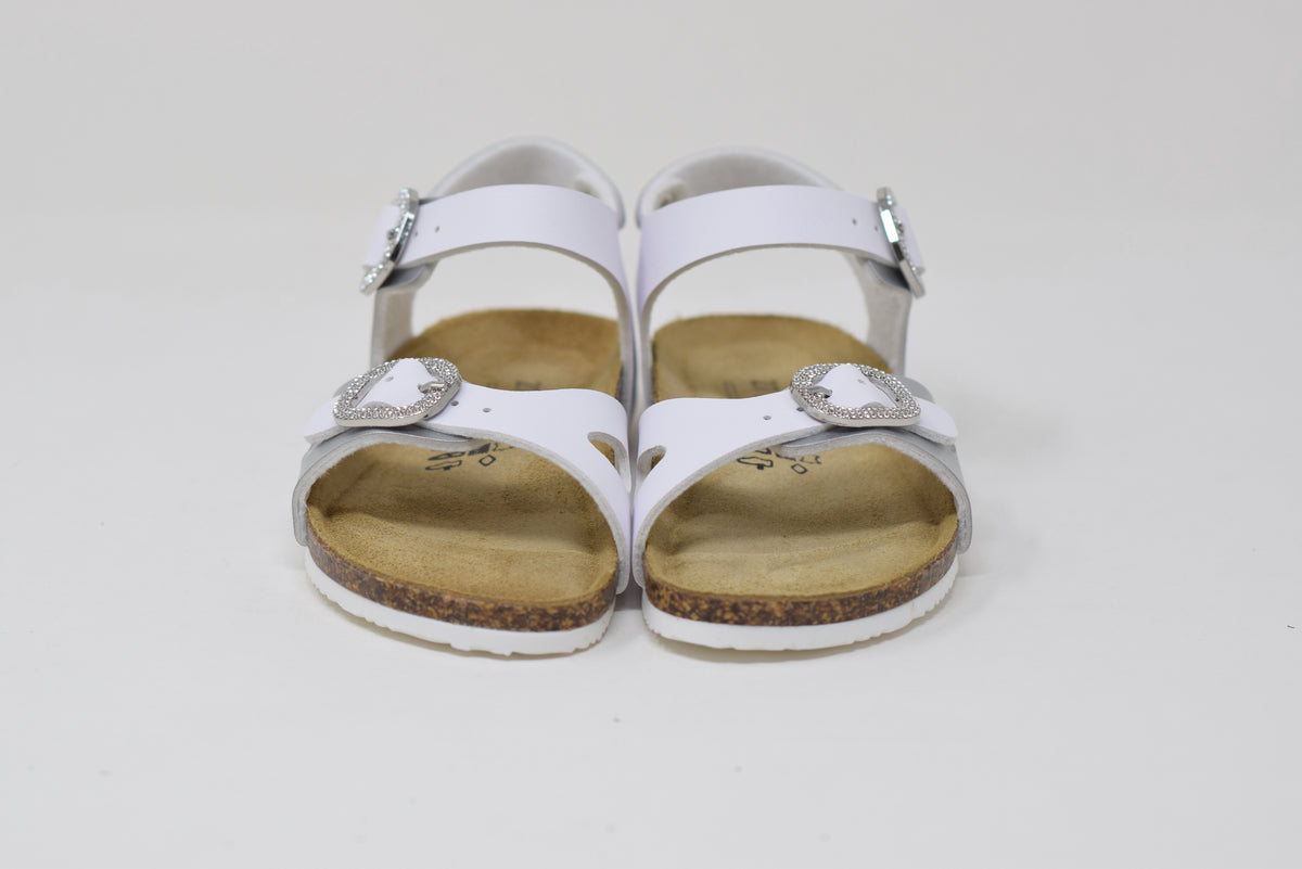 Sandalo Da Bambina Bianco Con Strass