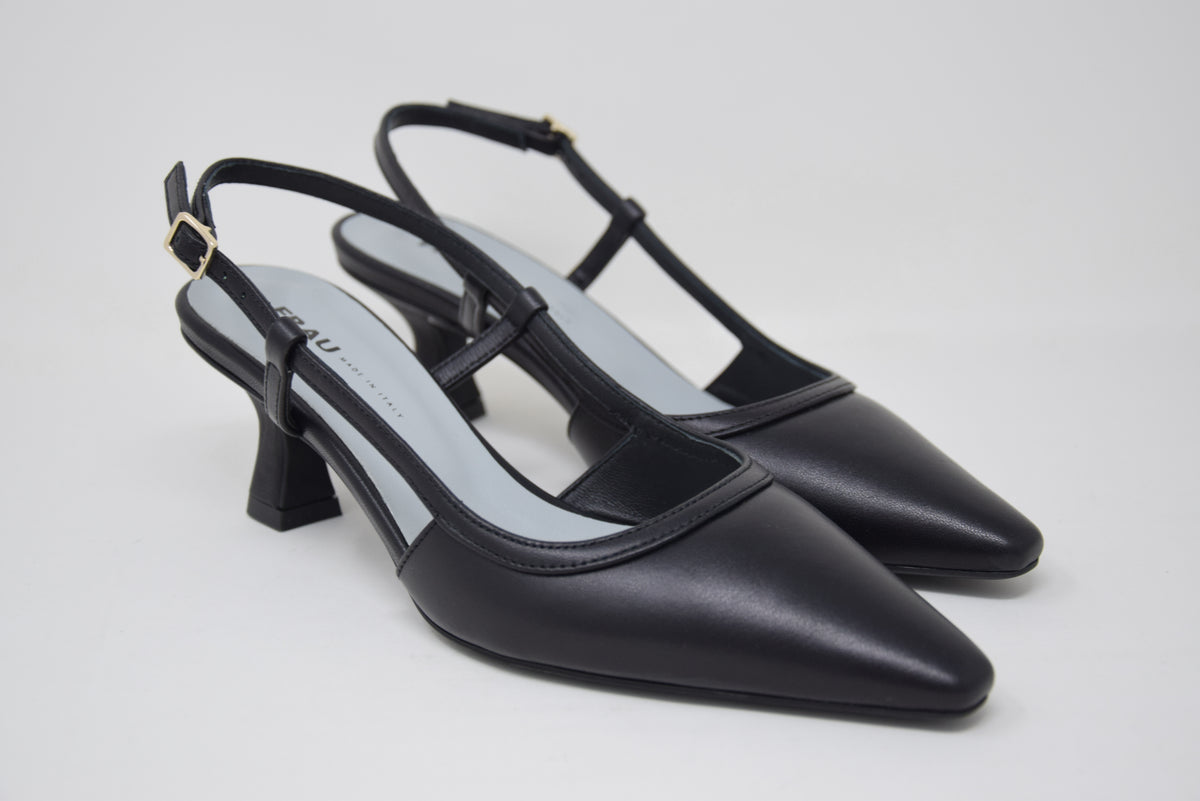 Slingback Con Tacco Nappa Nero