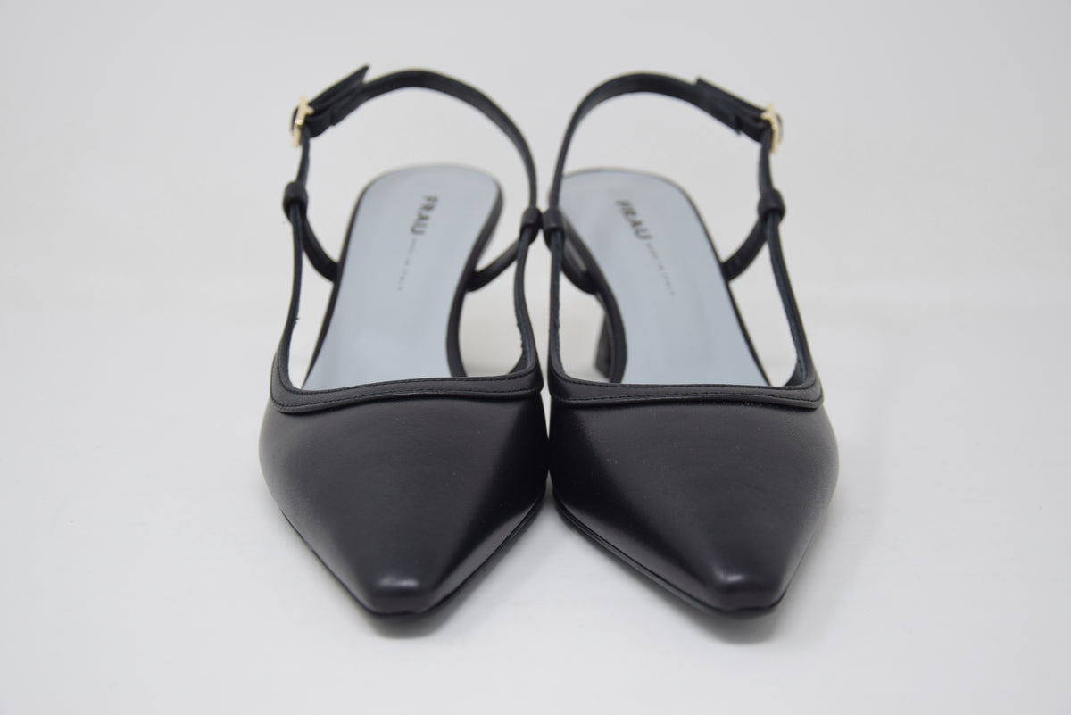 Slingback Con Tacco Nappa Nero