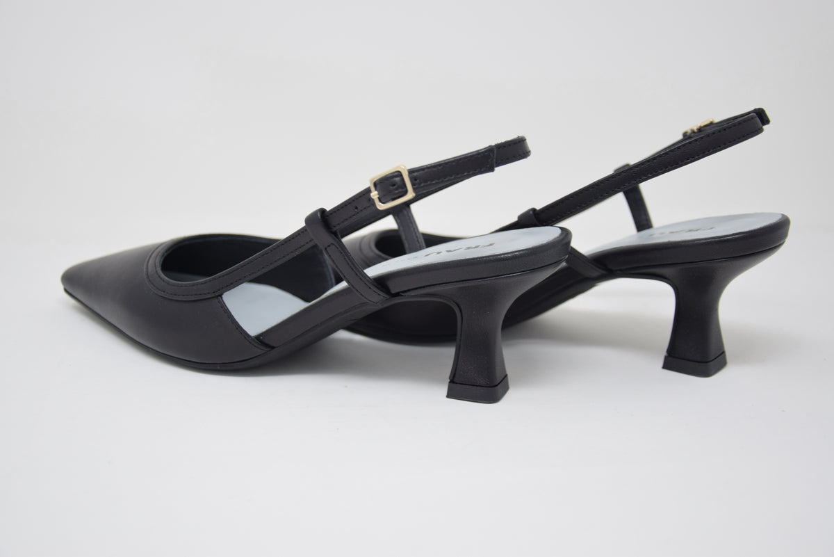 Slingback Con Tacco Nappa Nero