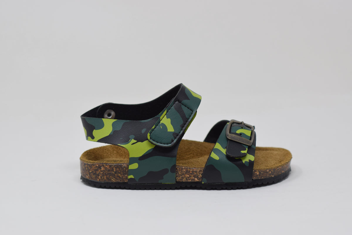 Sandalo Strappo Bambino Verde Camo