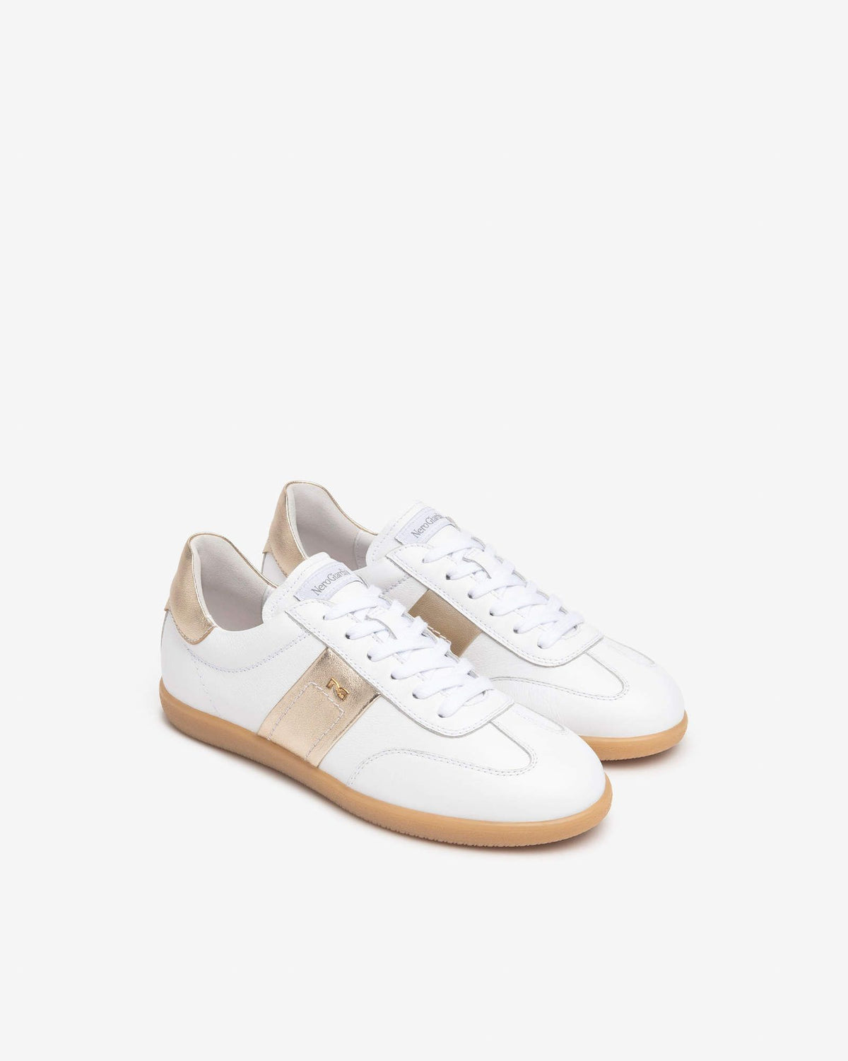 Sneakers Bianca Con Passante Oro
