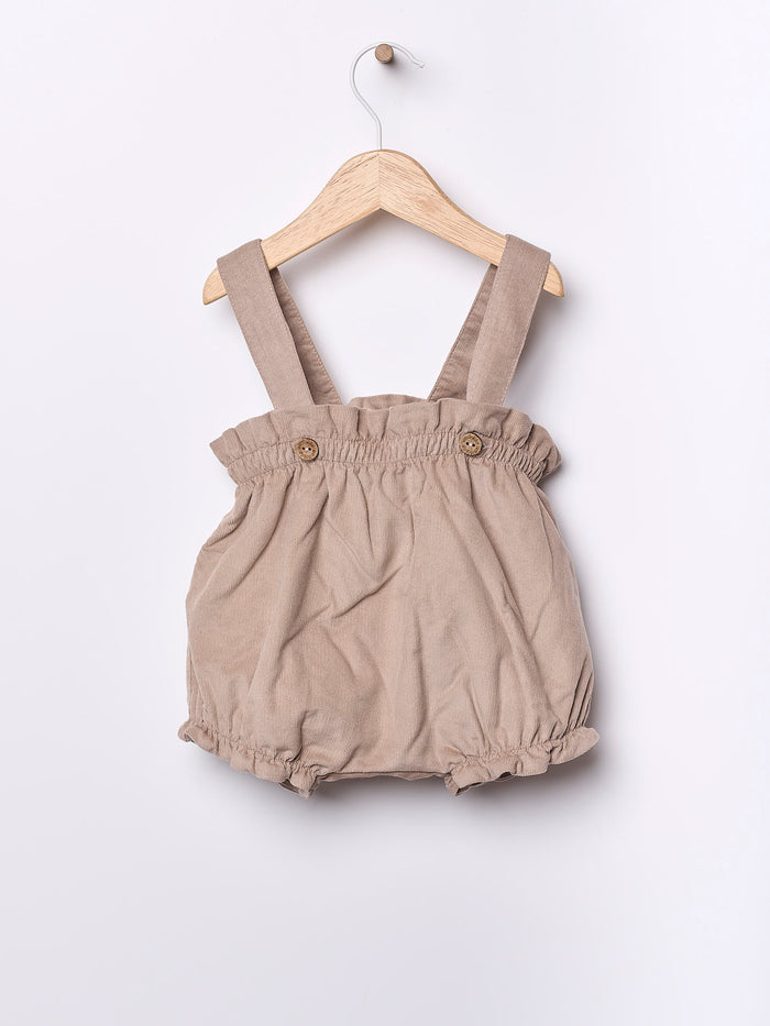 Salopette Corta In Velluto Marrone