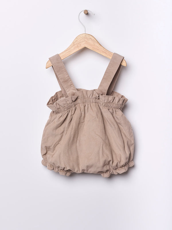 Salopette Corta In Velluto Marrone