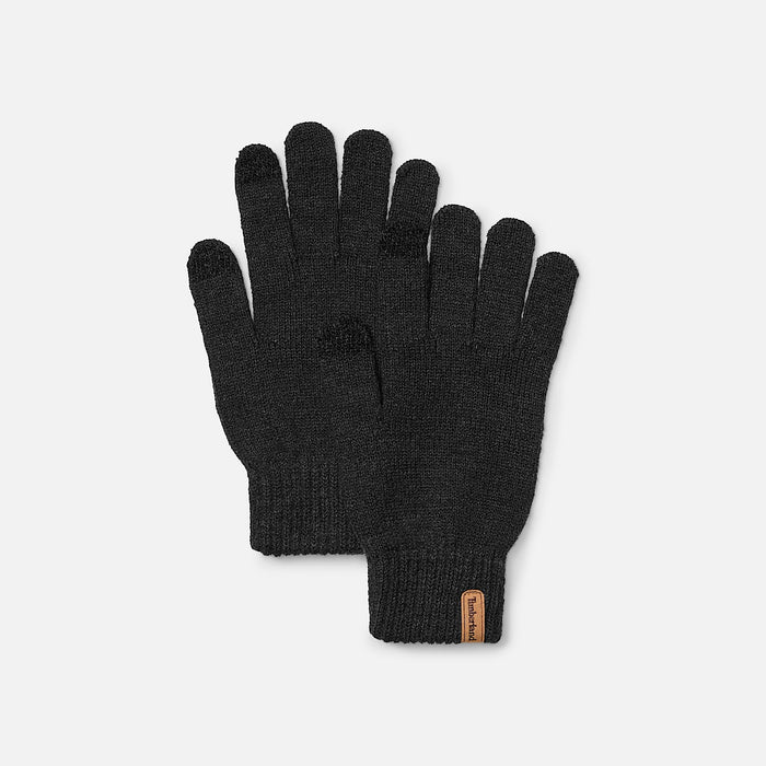 Guanti In Maglia A Coste In Colore Nero