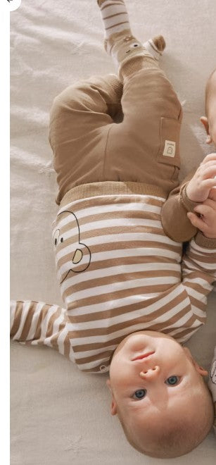 Completo 2 Pezzi Lungo Beige Rigato