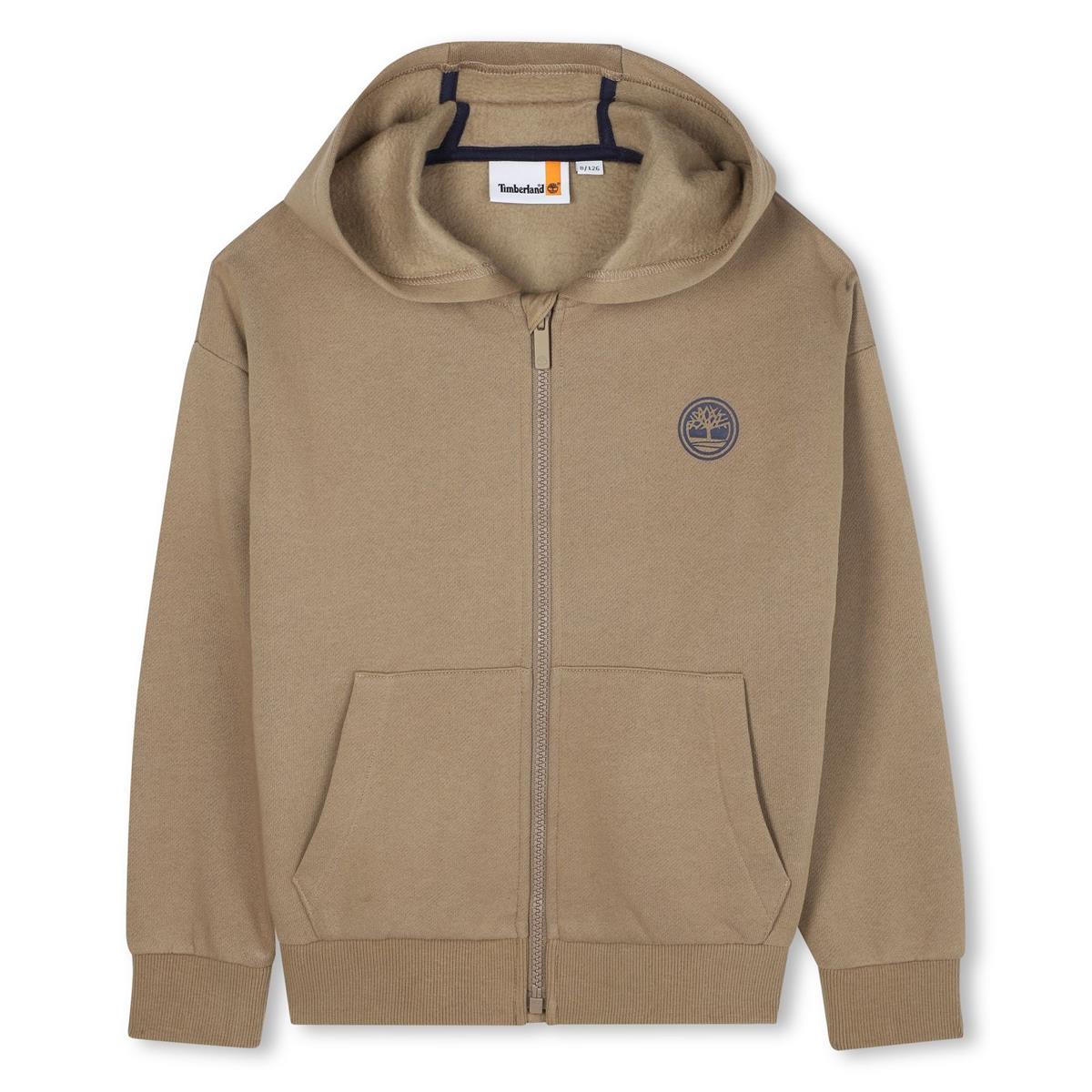 Felpa Cappuccio Con Zip Kaki
