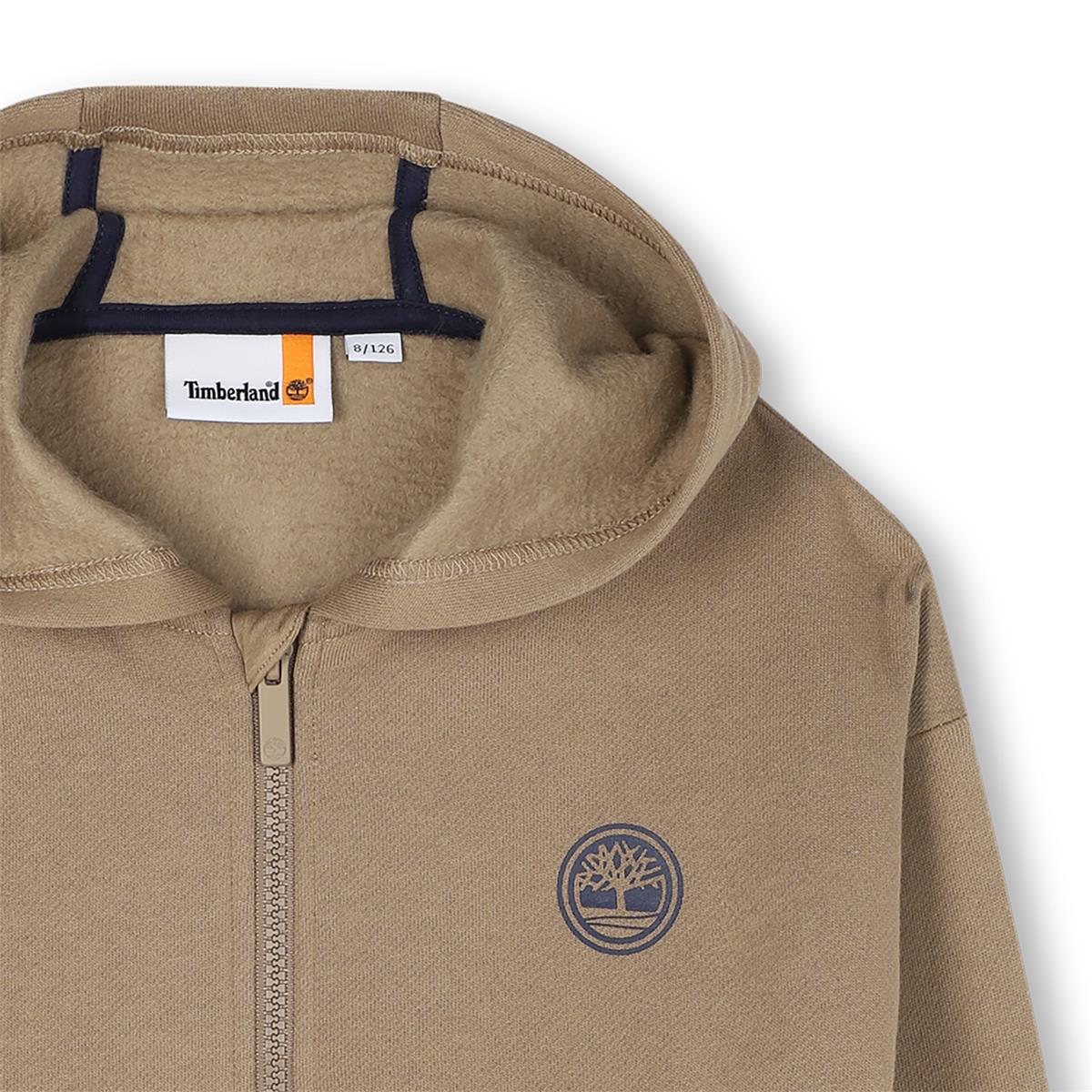 Felpa Cappuccio Con Zip Kaki