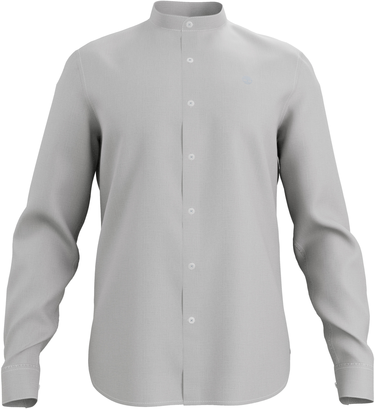 Camicia Collo Coreano In Lino Bianca