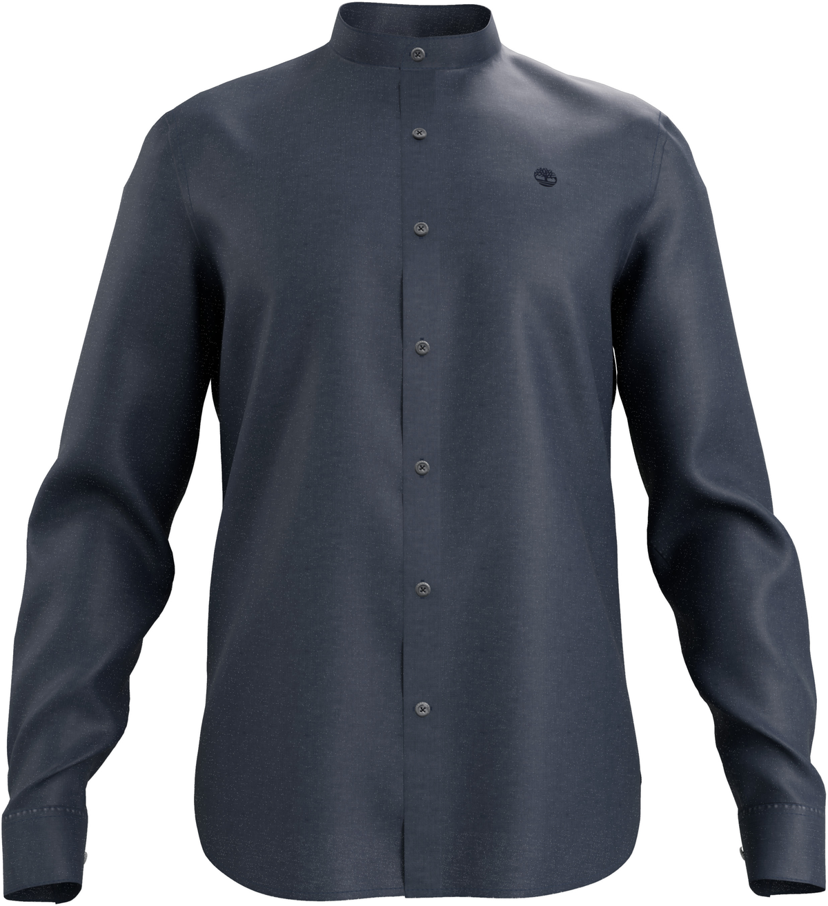 Camicia In Lino Con Colletto Alla Coreana Blu