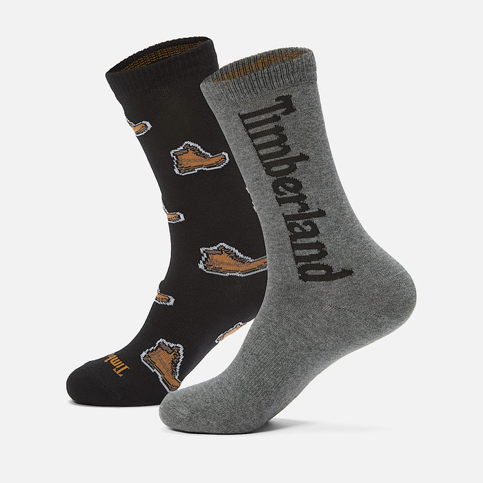Set 2 Calzettoni Timberland Con Stampa Nero