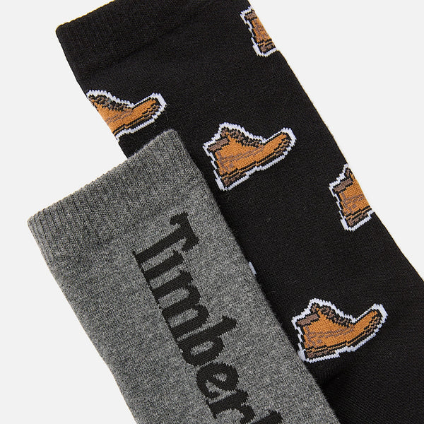 Set 2 Calzettoni Timberland Con Stampa Nero