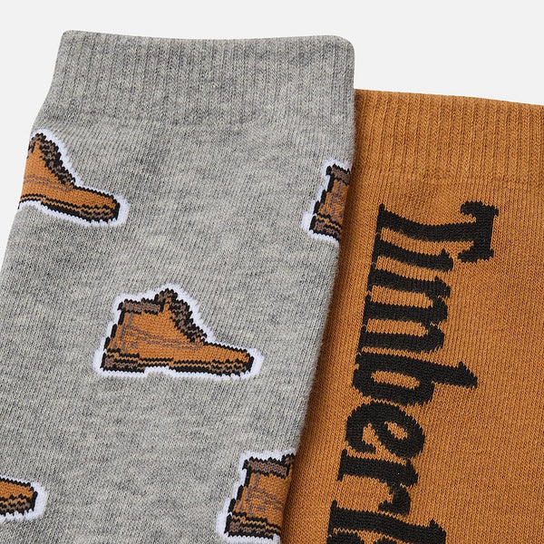 Set 2 Calzettoni Timberland Con Stampa Grigio