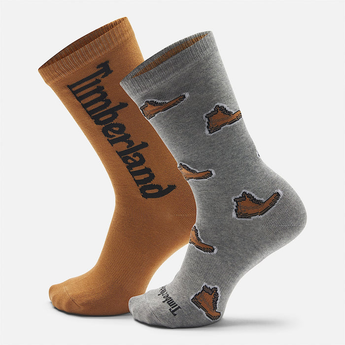 Set 2 Calzettoni Timberland Con Stampa Grigio
