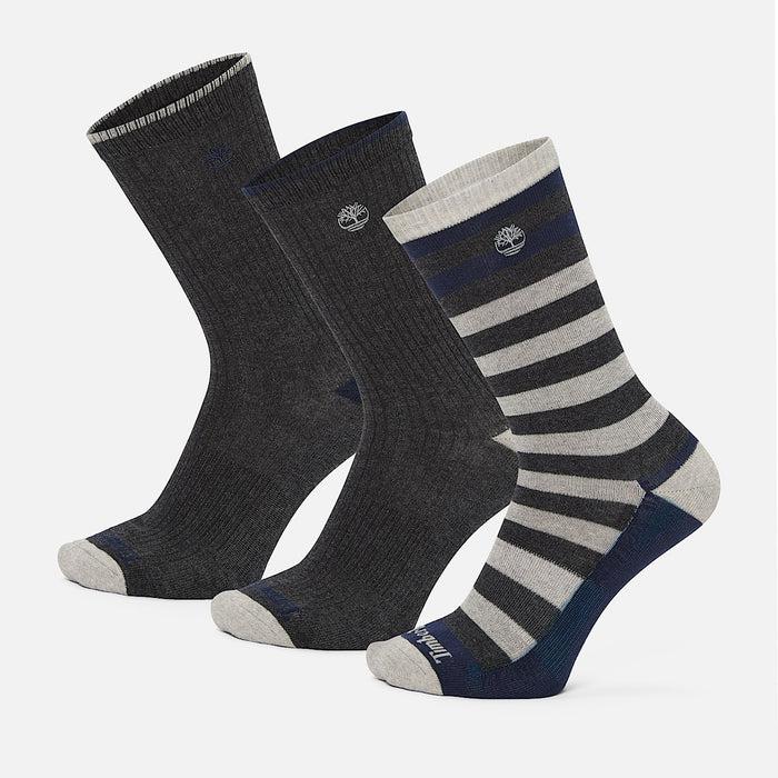 Set 3 Calzettoni A Righe Craftsbury Grigio Scuro