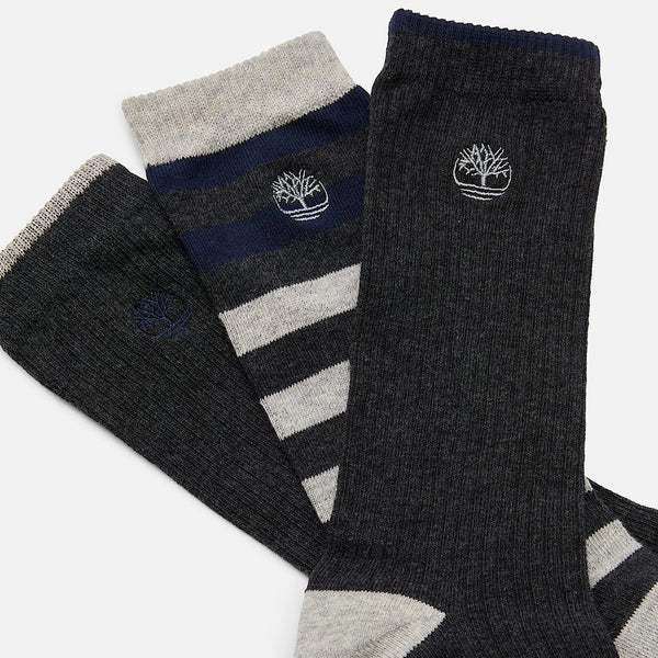 Set 3 Calzettoni A Righe Craftsbury Grigio Scuro