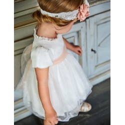 Vestito Fiori con Fascia Rosa