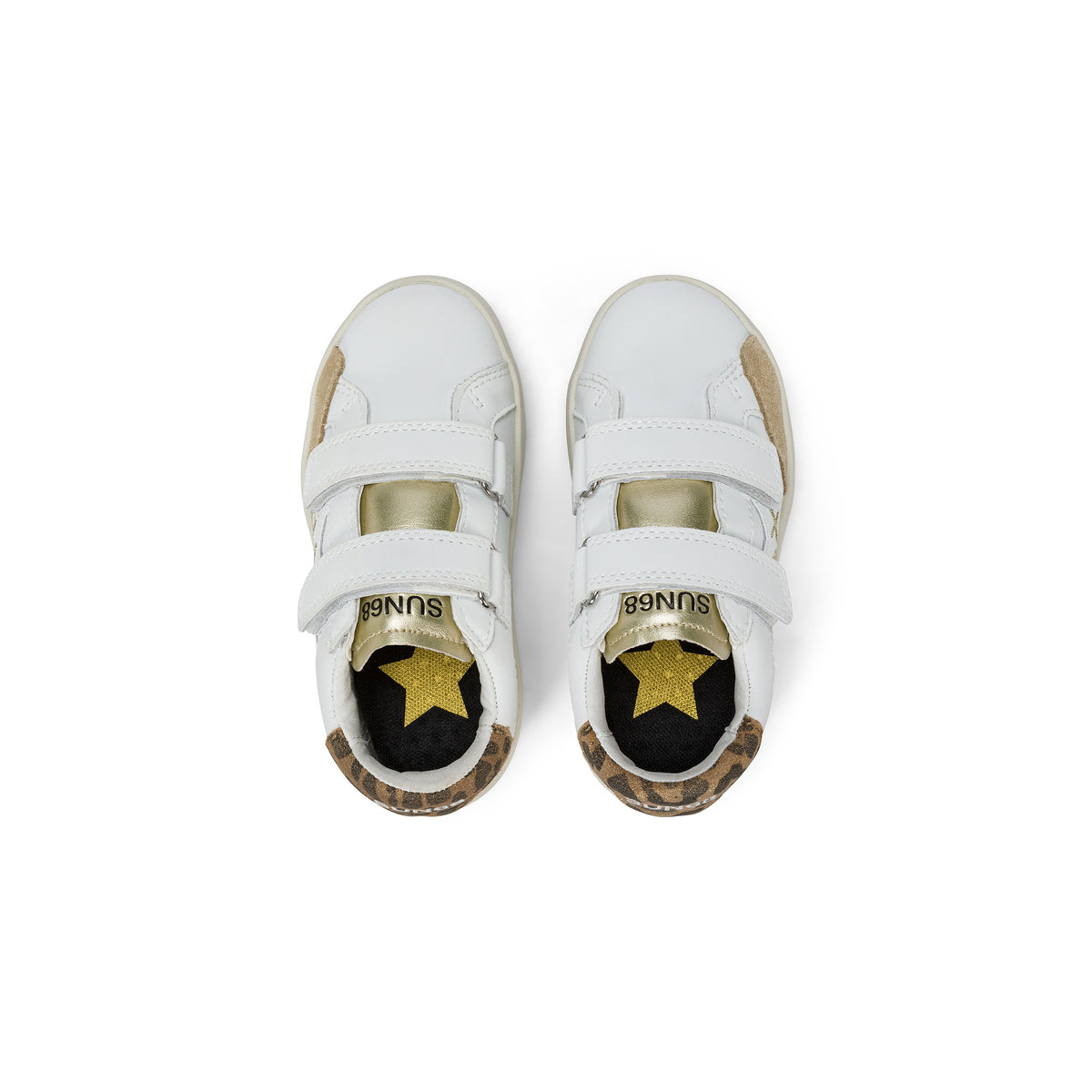 Sneaker Girl S Katy Leather Anim Kid Bianco Oro