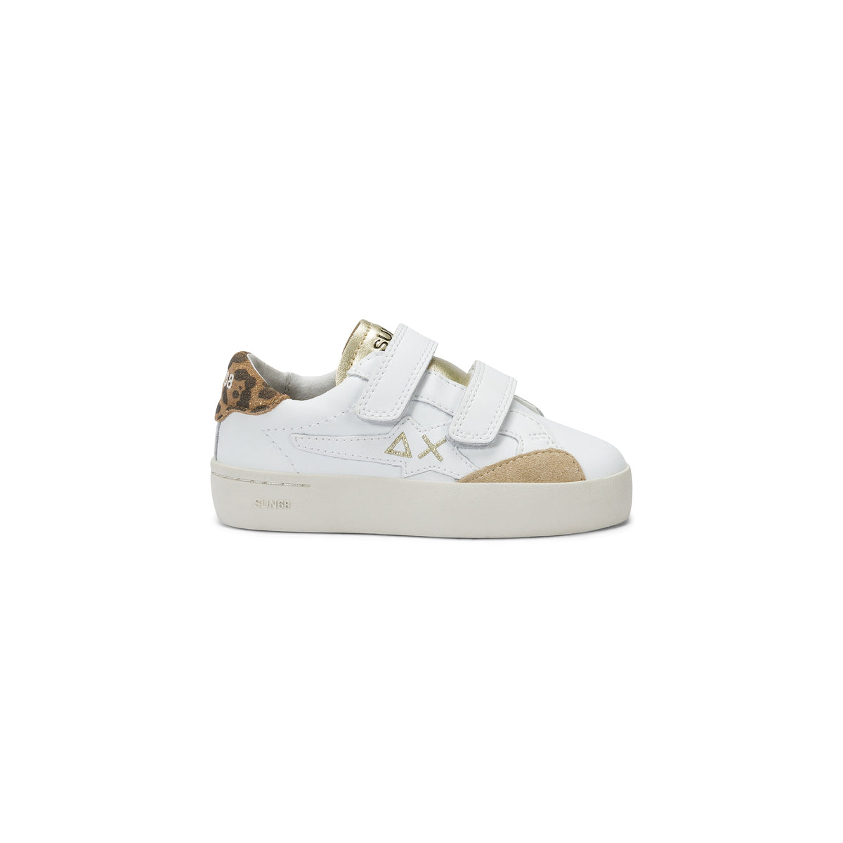 Sneaker Girl S Katy Leather Anim Kid Bianco Oro