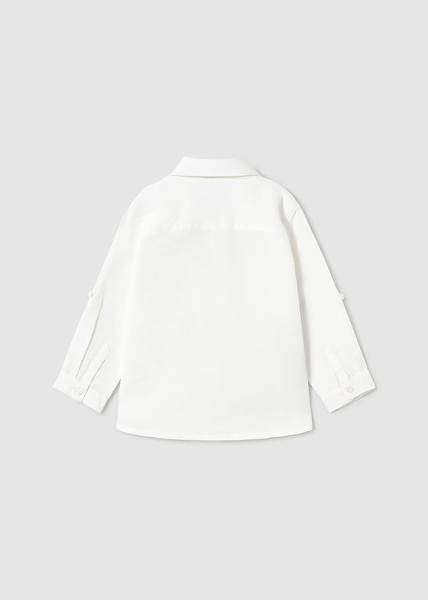 Maglietta Corta Lino Collo Bianco