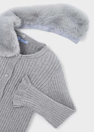 Cardigan Tricot Colletto Pell Argento