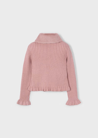 Cardigan Tricot Colletto Pell Cipria